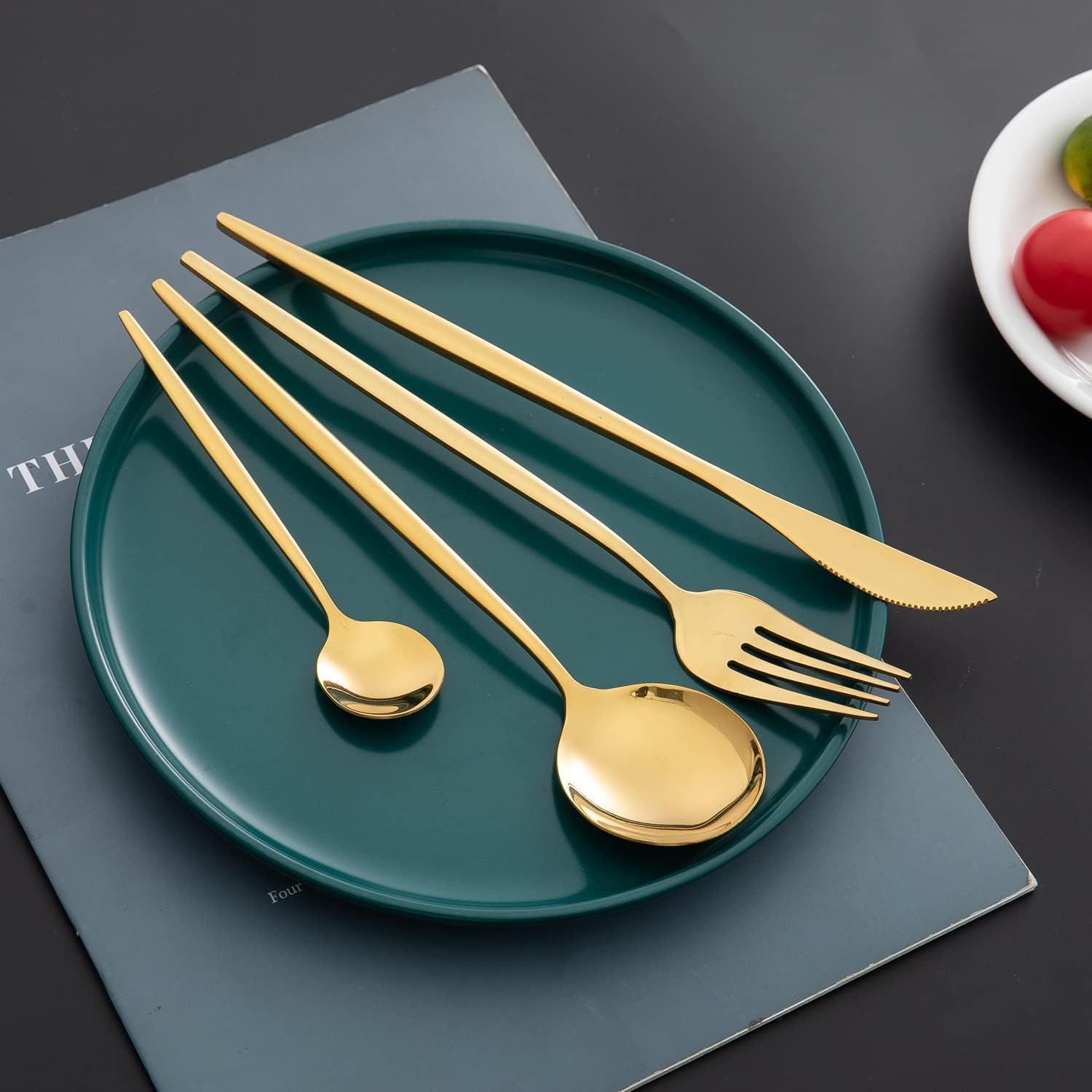 BonZeaL Gold Flatware Set - Luxury Stainless Steel for 12 -7