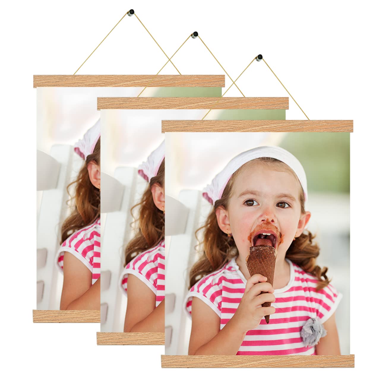 YK Artwood 16x20 16x24 Poster Frame, Magnetic Light Wood Wooden Frame Frames Hanger for Photo Picture Canvas Artwork Wall Hanging (3 Pack, 16", Brown)