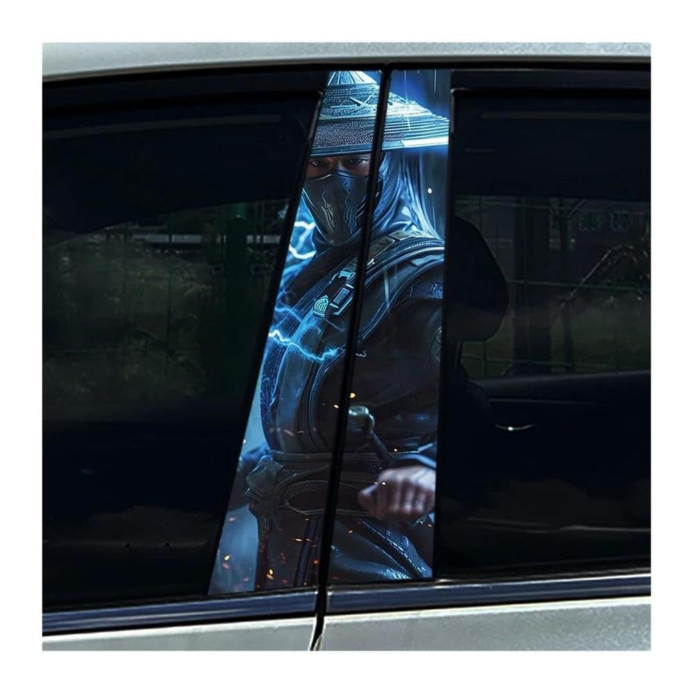 Body Parts 2PCS Car Center Pillar Sticker Lightning Raiden Thunderstruck B Pillar Protective Film Decoration(B)