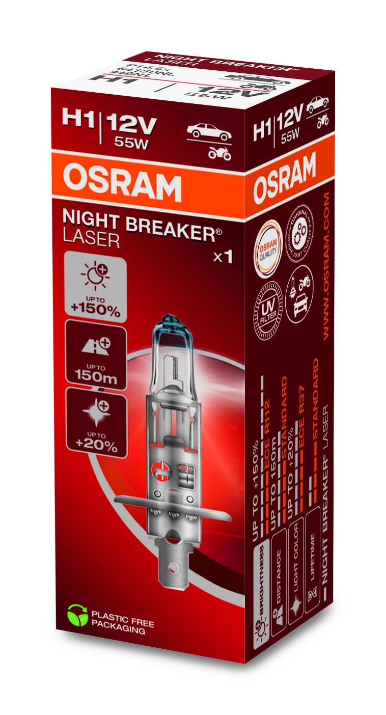 Osram NIGHT BREAKER LASER H1 – Halogen-Scheinwerferlampe