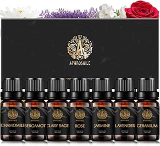 Aromatherapy Rose Essential Oil Set for Diffuser, 7x10ml 100% Pure Chamomile Essential Oil Kit for Humidifier - Bergamot, Clary Sage, Jasmine, Geranium, Lavender Essential Oils Set