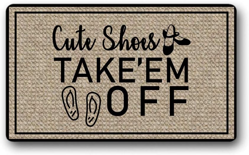 FavorPlus Cute Shoes Take 'Em Off Funny Welcome Doormat Front Porch Decor Housewarming Home Decor Gift Outdoor Mat Rug for Entrance 18x30 inch