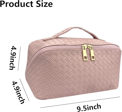 Miniatura 2 de CHICREEN Bolsa de maquillaje Bolsa de cosméticos Bolsa de maquillaje de viaje con divisores ajustables, portátil, de piel sintética, impermeable,