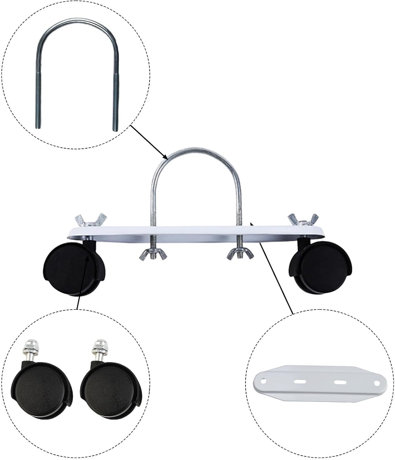 2 Pieces Mobile Pulley Bracket 360° Rotatable Electric Heater Frame Base with Wheels, 8.3inch Long Oil Heater Accessories for Various Heater and Oiled Filled Radiator(Black)