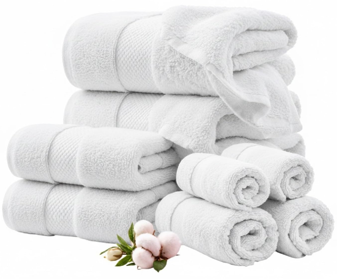 EDB Soft Towels 800-GSM Luxury Face Cloth Hand Towel 100% Egyptian Cotton Hotel & Spa Quality Bath Towels Set Large Jumbo Bath Sheet Quick Dry Towels Bale Set (White, 2x Bath Towel)