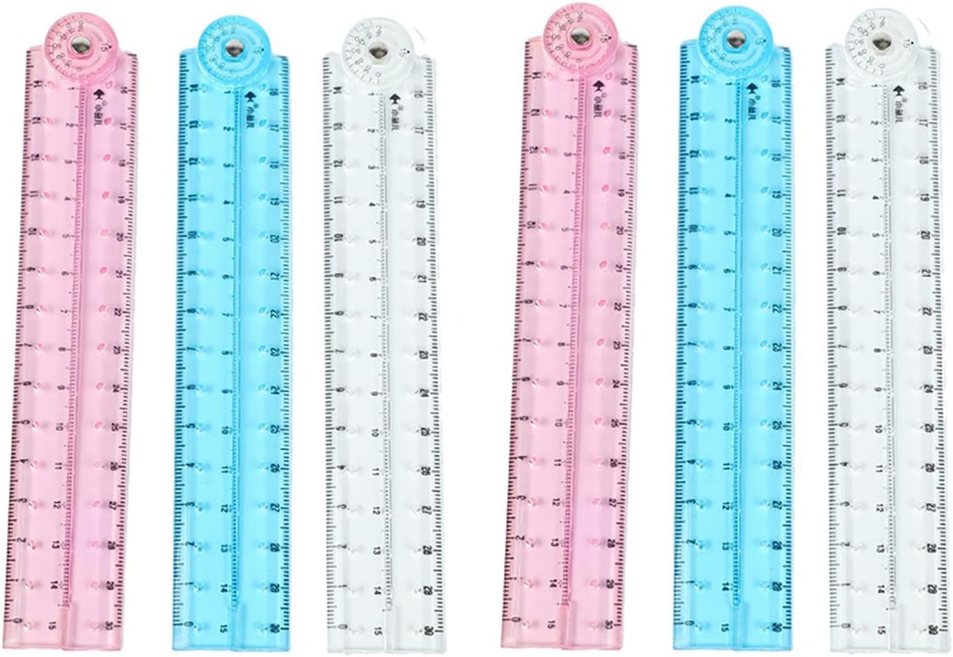 6 Pcs Ruler 15cm 6 Inch Folding Plastic Rulers Clear Ruler Soft Ruler for School Teacher Office Student Learning Supplies(Blue Red Transparent)