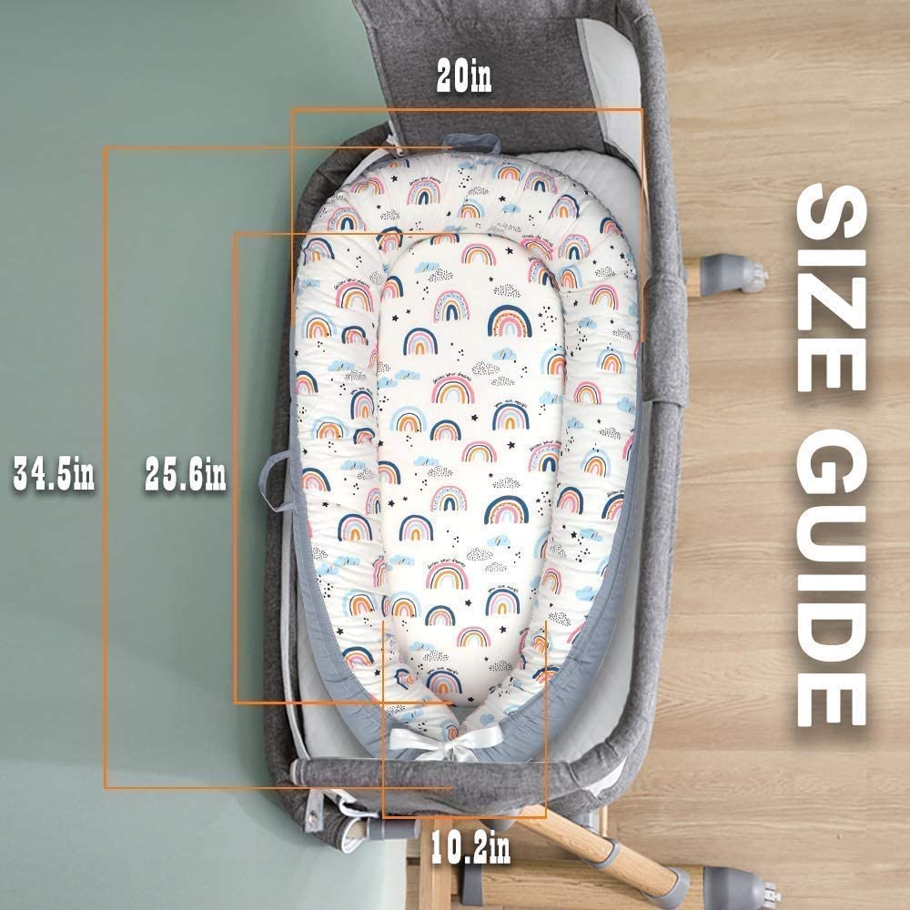 Baby Nest Chaise longue pour bébé - Lit pour bébé portable - Doux et respirant - Parfait pour un cadeau de nouveau-né - Pour la sieste et les voyages - Coton doux de 0 à 18 mois