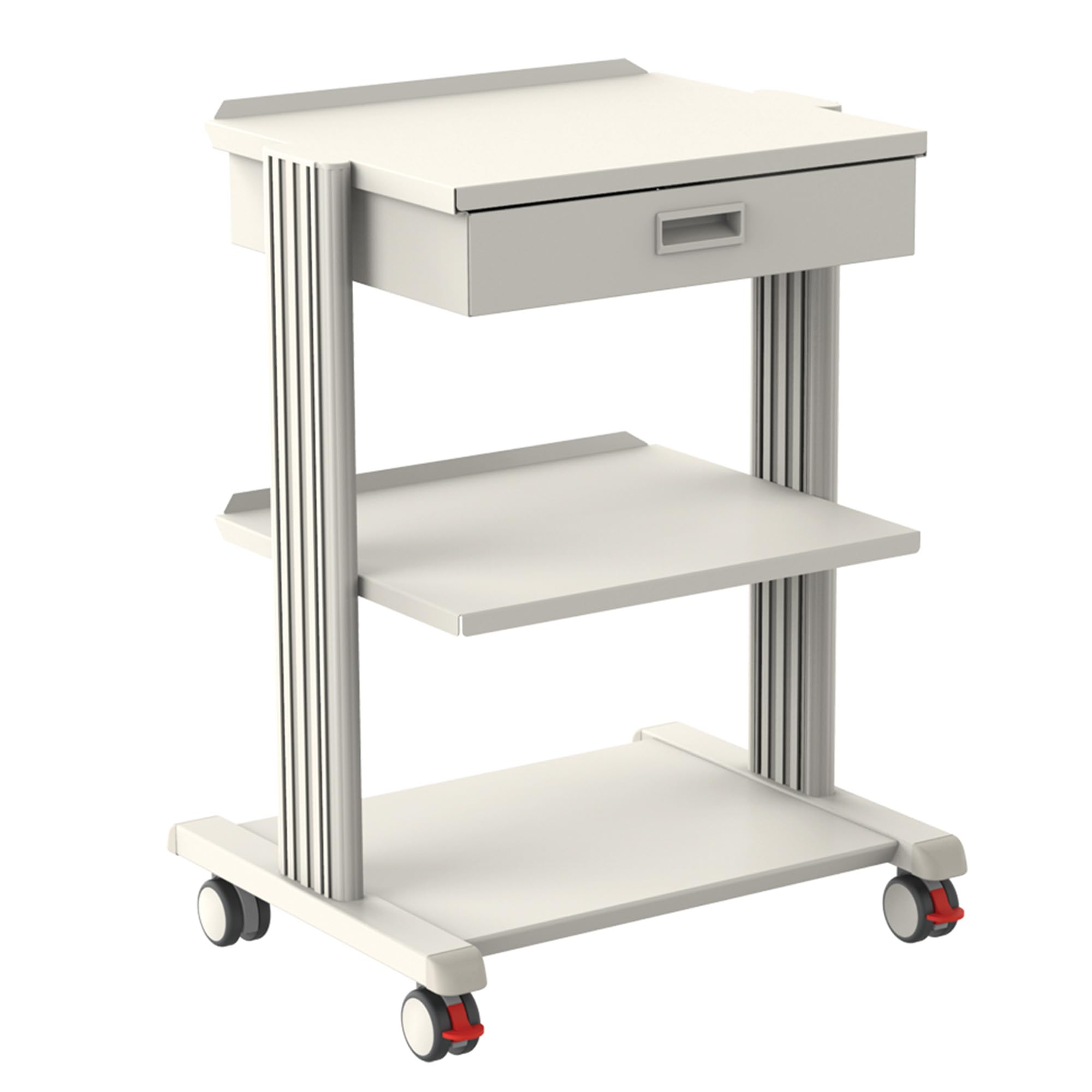 GIMA 27894 Carrello Smart con 50cm x 42cm 2 Ripiani + Base + Cassetto, Grigio/​Bianco