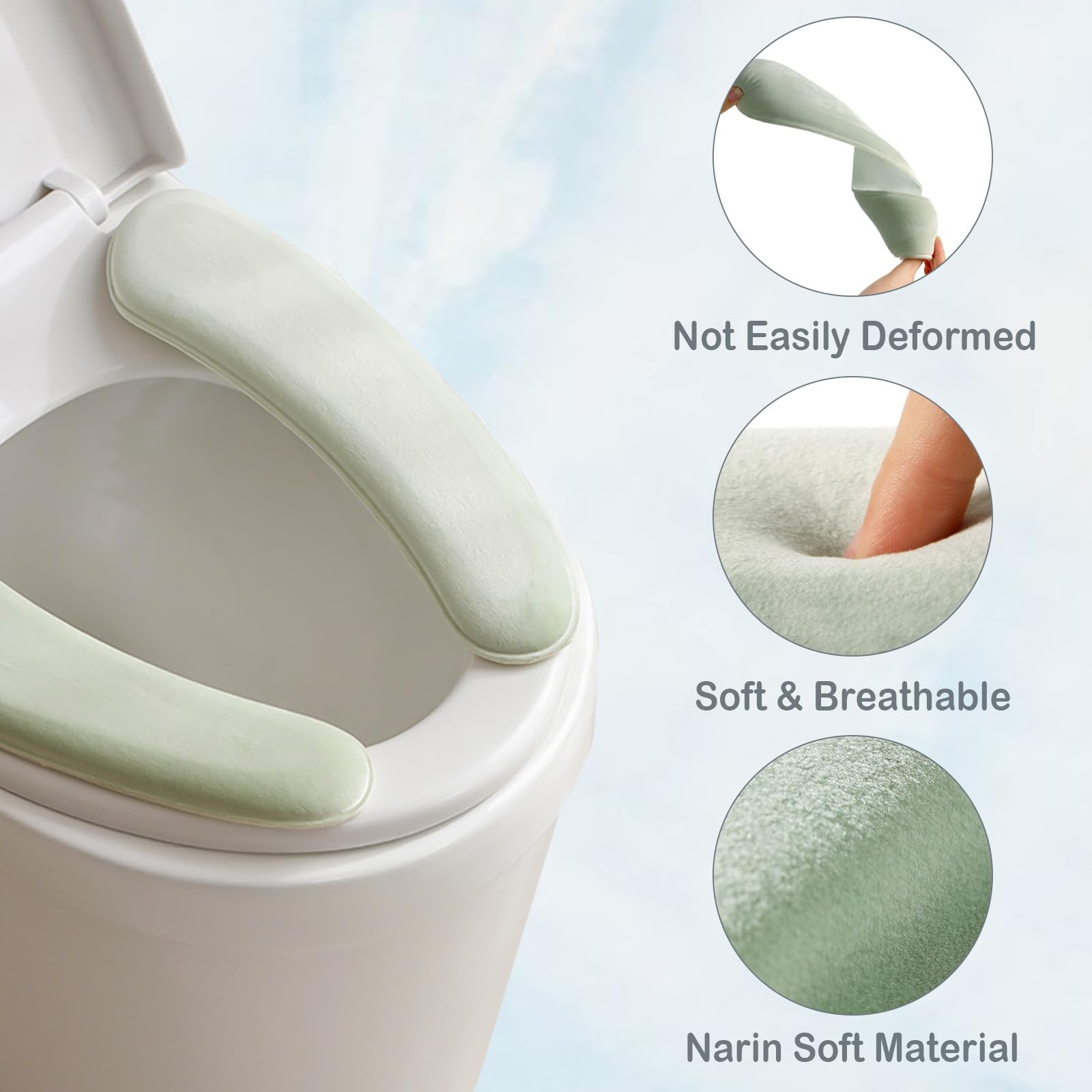 Copriwater spesso ed elastico, lavabile e riutilizzabile, con chiusura a strappo su entrambi i lati per un facile fissaggio, tappetino imbottito con spugna spessa per un maggiore comfort (verde)