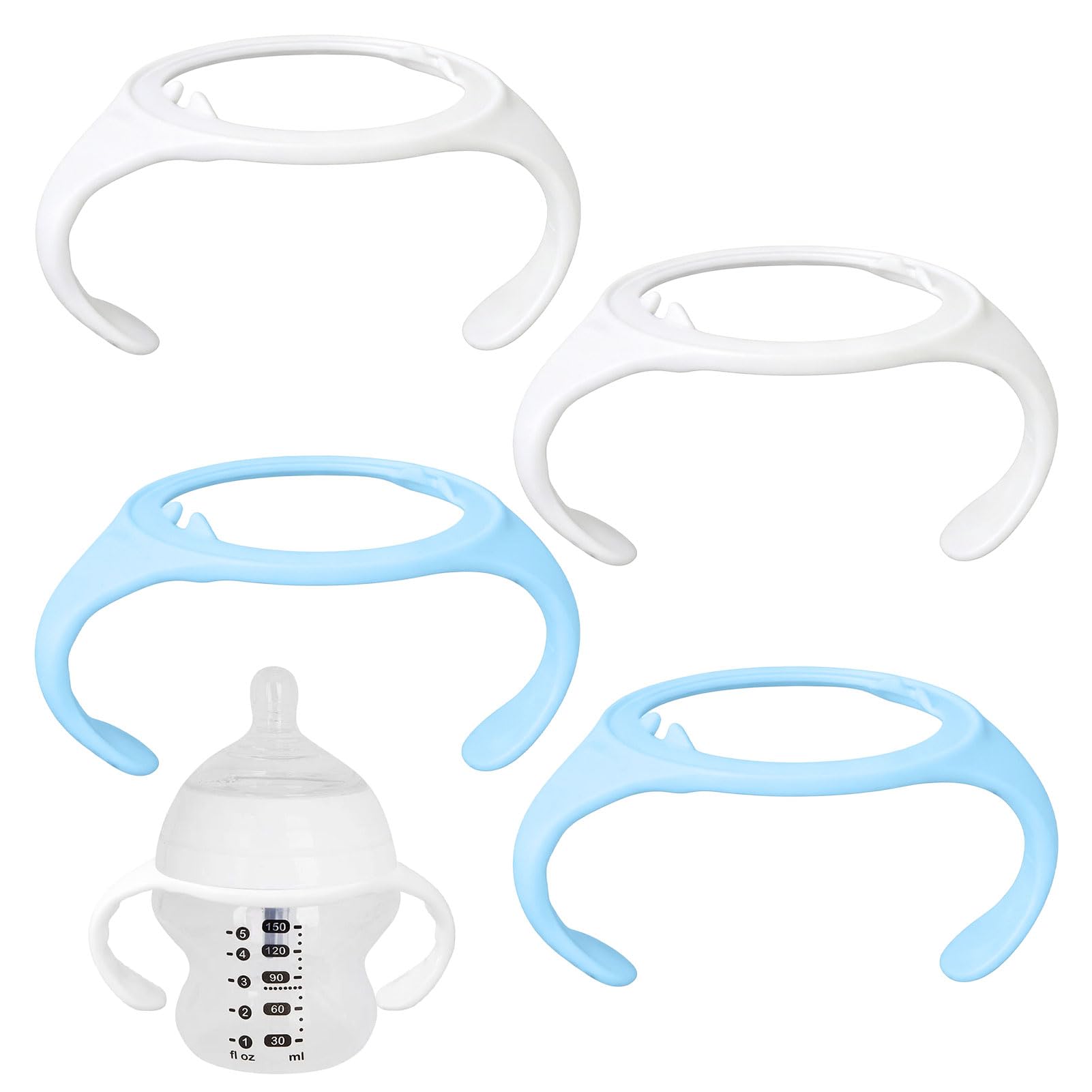 for Tommee Tippee Bottle Handles, 4PCS Baby Bottle with Handles, Ergonomic Non-Slip Grip Easy to Install, Newborn Infant Feeding Baby BottlesHandles for Tommee Tippee(White & Blue)