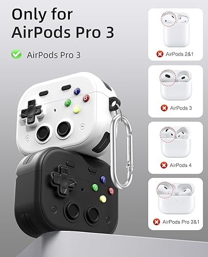Vista 2 de TiMOVO Funda para AirPods Pro 3 (2025) con clip de bloqueo seguro, cubierta protectora a prueba de golpes de concha dura con diseño de consola