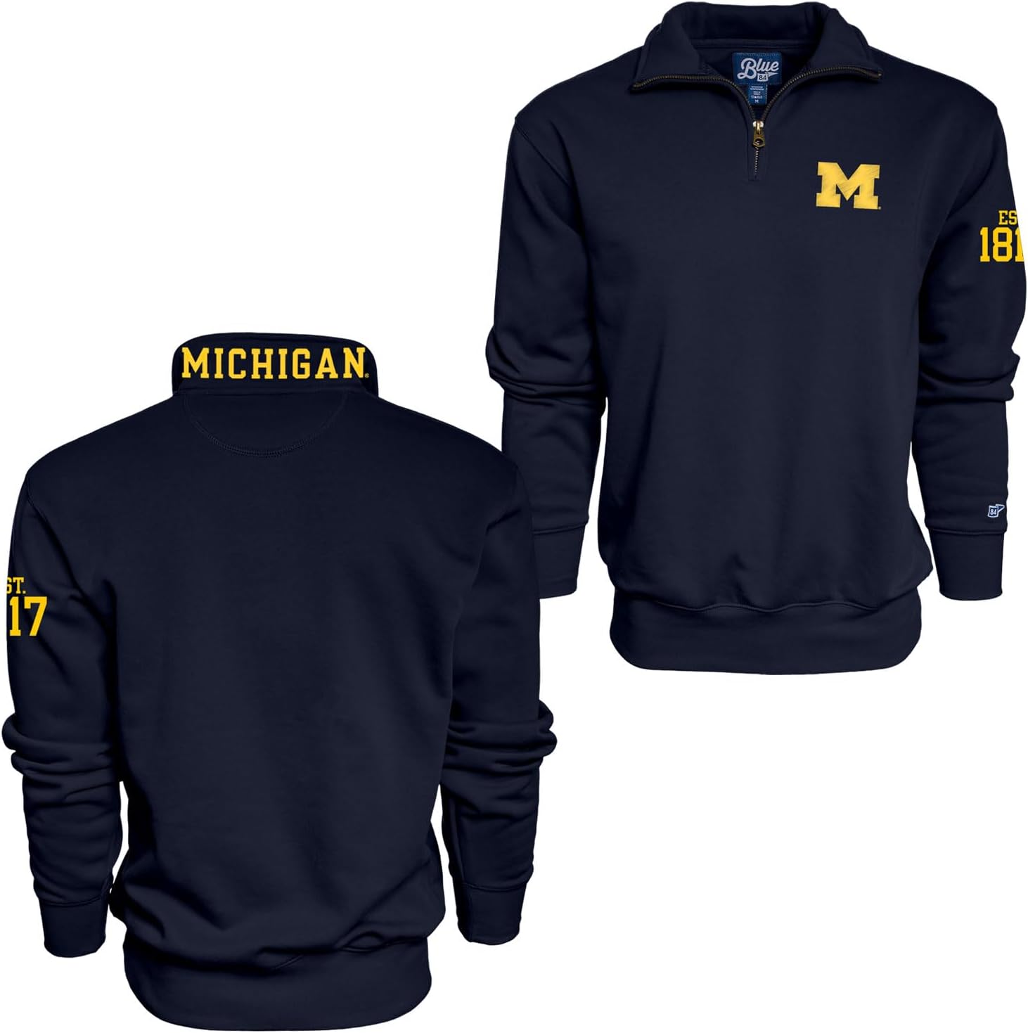 Blue 84 NCAA unisex-adult Ncaa Officially Licensed Quarter Zip Sweatshirt Applique