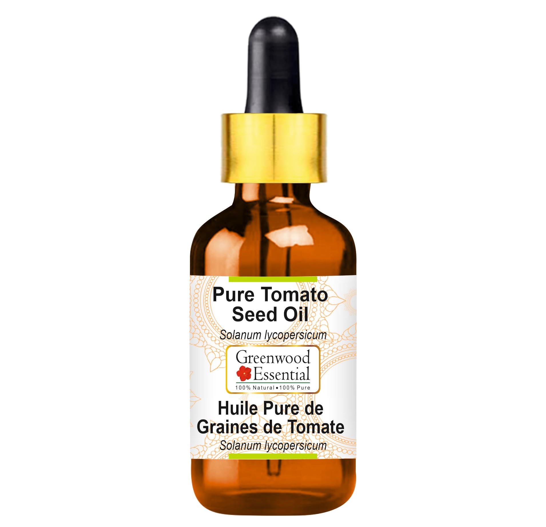 Greenwood Essential Tomato Seed Oil (Solanum lycopersicum) with Glass Dropper | Cold Pressed | Natural | Undiluted | For Diluting Essential Oils | For
