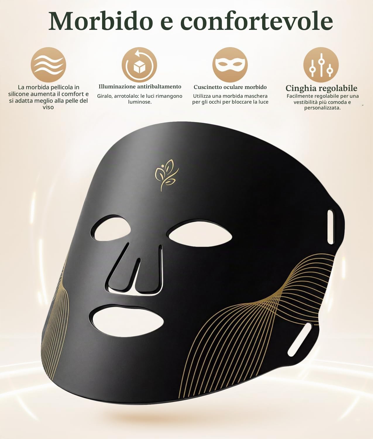 Maschera per terapia a luce rossa - Maschera per il viso a LED con 5 modalità di controllo a LED rosso e blu, telecomando, 4000 mAh, borsa portaoggetti, fascia per la testa, cuscinetti per gli occhi