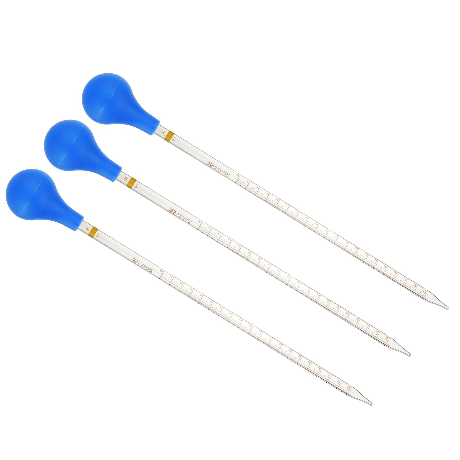 PATIKIL Pipetta Contagocce Vetro, 3pz 20ml Riutilizzabili Pipette Vetro Borosilicato Graduate con Tappo Gomma per Trasferimento Liquidi per Laboratorio, Chimica, Trasparente