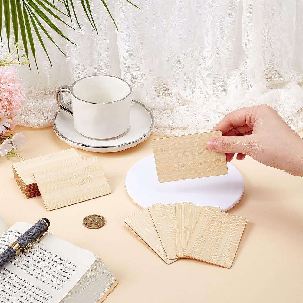 OLYCRAFT 20pcs Wooden NFC Cards Wheat Color NFC Wooden Card Assortment 3.3x2.1 Inch Bamboo Wood Card Assortment Digital Contact Cards with NTAG213 Chip for Professional Networking