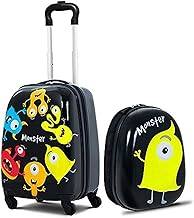 GOPLUS Children's Suitcase with Backpack, Kids Trolley, Children's Luggage with Wheels, Travel Suitcase with Telescopic Handle, Hard Case for Children, Children's Trolley, Choice of Colours, Monster,