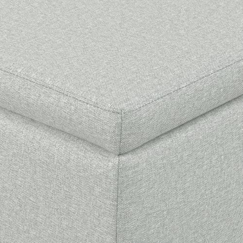 Image of SIMPLIHOME Avalon 48 inch Wide Linen Look Fabric Storage Ottoman in Grey