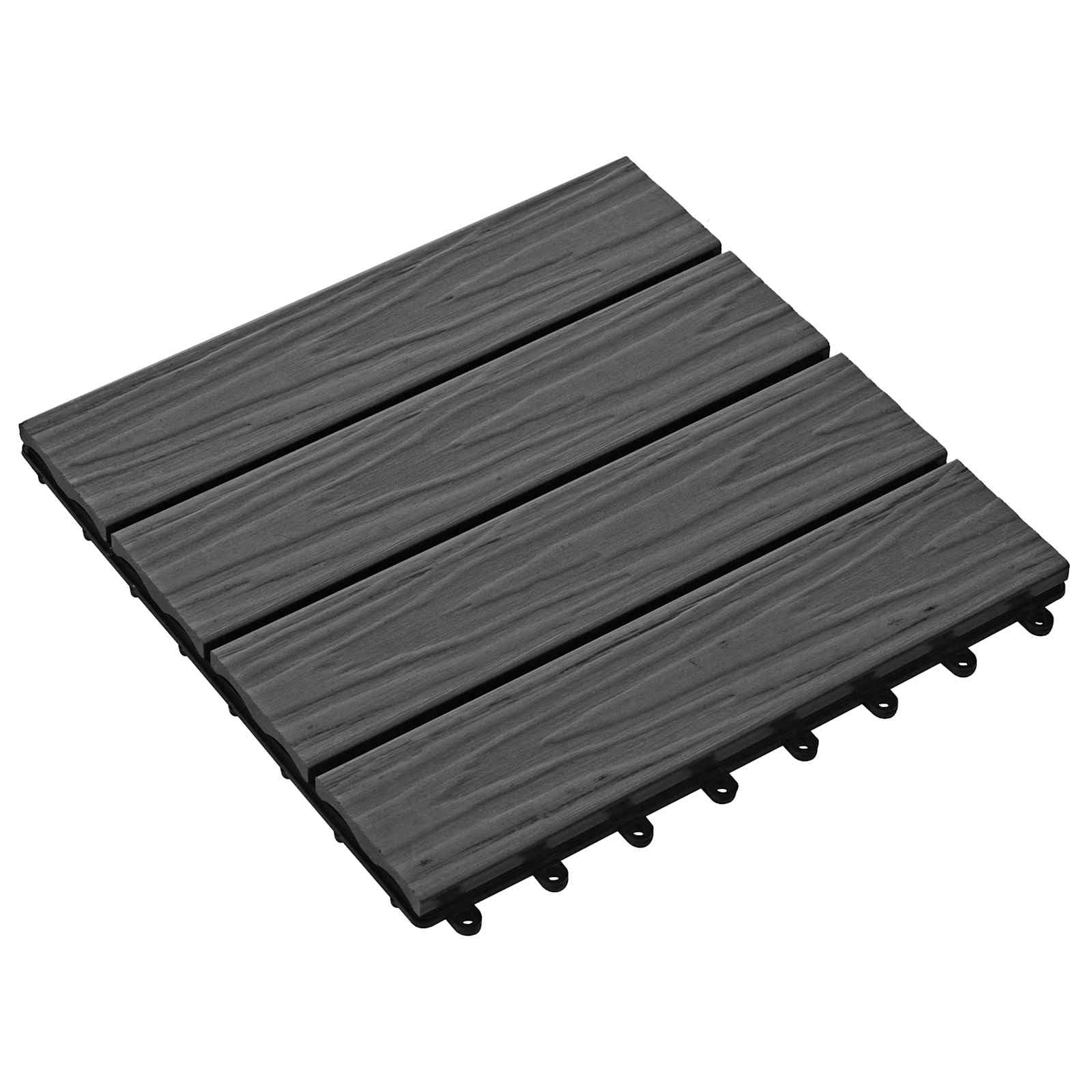Carreau de terrasse WPC noir 30x30 cm dalles extérieures clipsables design 3D moderniser sol