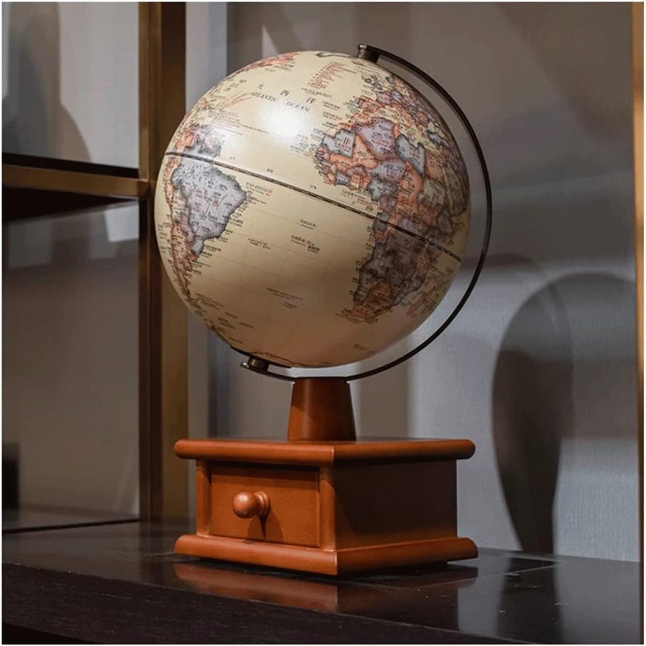 Clear World Globe Illuminated 8 Inch Diameter Educational Globes with Drawer Stand and Touch Lamp Child Light Up Globes of Earth Rotating
