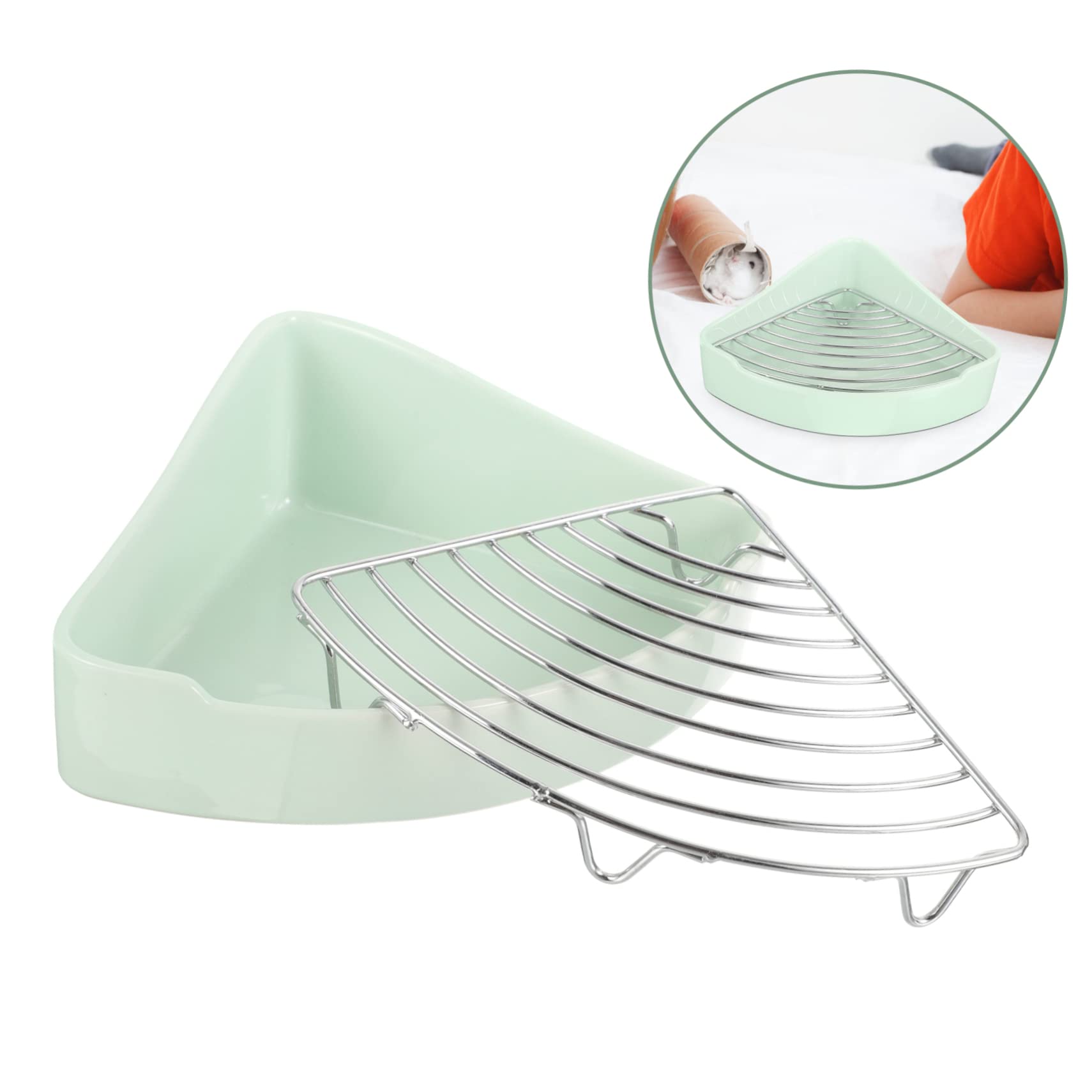 Beavorty Lettiera Triangolare per Porcellini D’India in Ceramica Griglia Rimovibile, Vasino per Conigli e Piccoli Animali Domestici, Attrezzatura Sanitaria per Gabbie Adatta a Conigli,