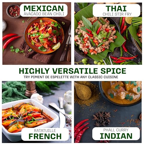 Gourmanity Piment d'Espelette Pepper Powder from Basque, France, Aromatic and Smokey with Mild Heat, Naturally Sun Dried Red Chili Seasoning for Mexican, Thai, Indian Food & More, AOP Classified, Non-GMO,1.41 oz Jar - Thumbnail 3