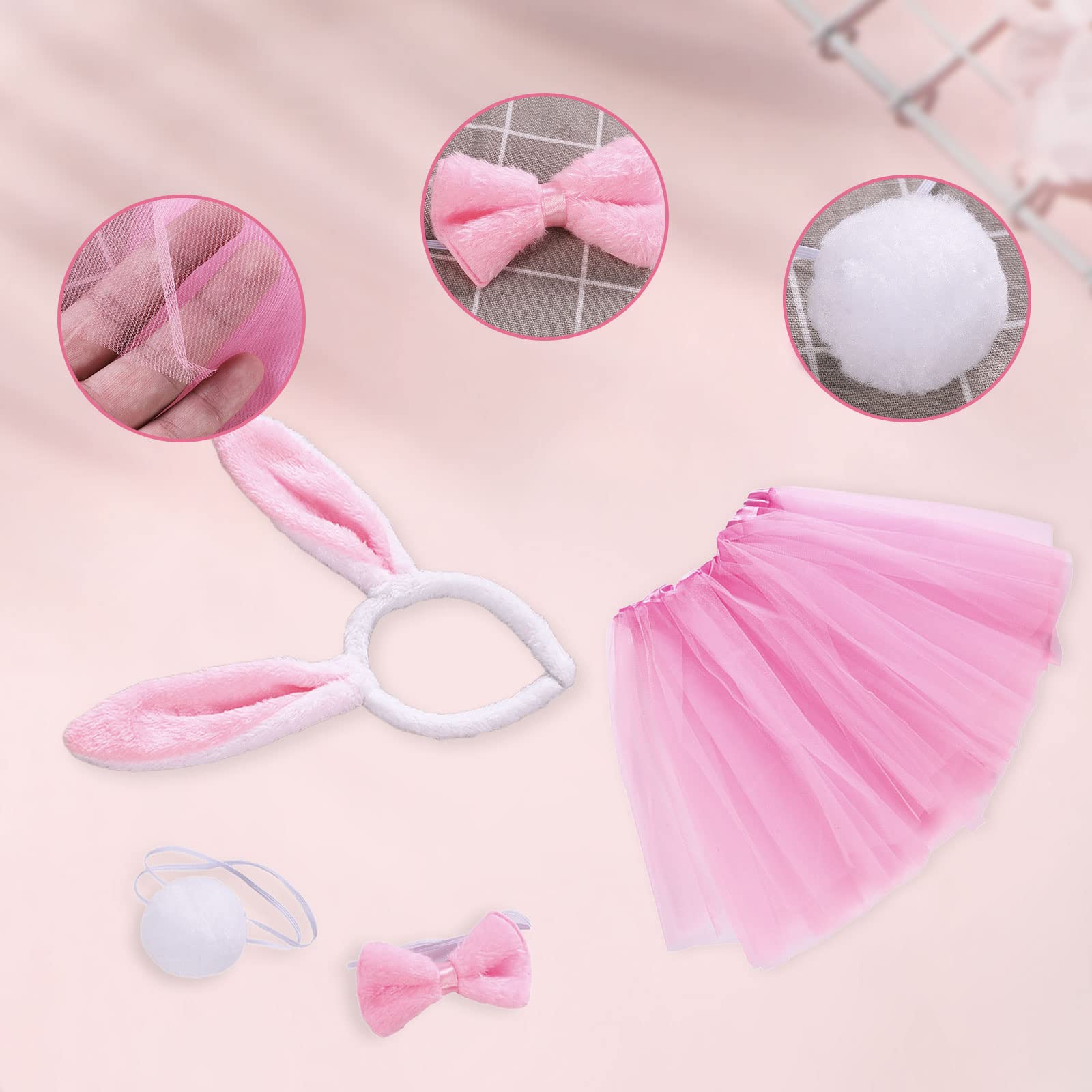 Generico Costume da Coniglio Bianco - Orecchie di Lepre Cappello Morbido Naso da Coniglio Guanti con Orologio,4 Pezzi Accessori Per Cosplay Feste Del Tè Pasqua Halloween Eventi Di Ruolo
