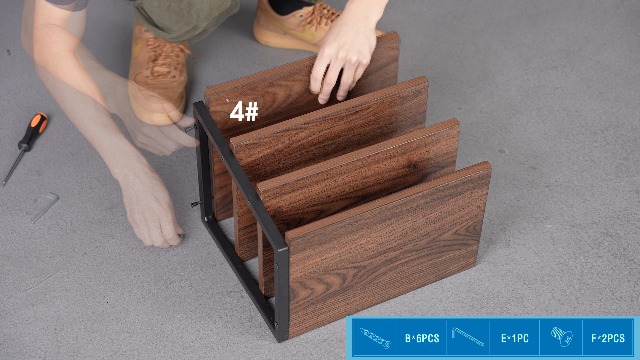 Fenge Desk Shelf Organizer, 4 Tier Desktop Shelf, Wood And Metal Office - View #8