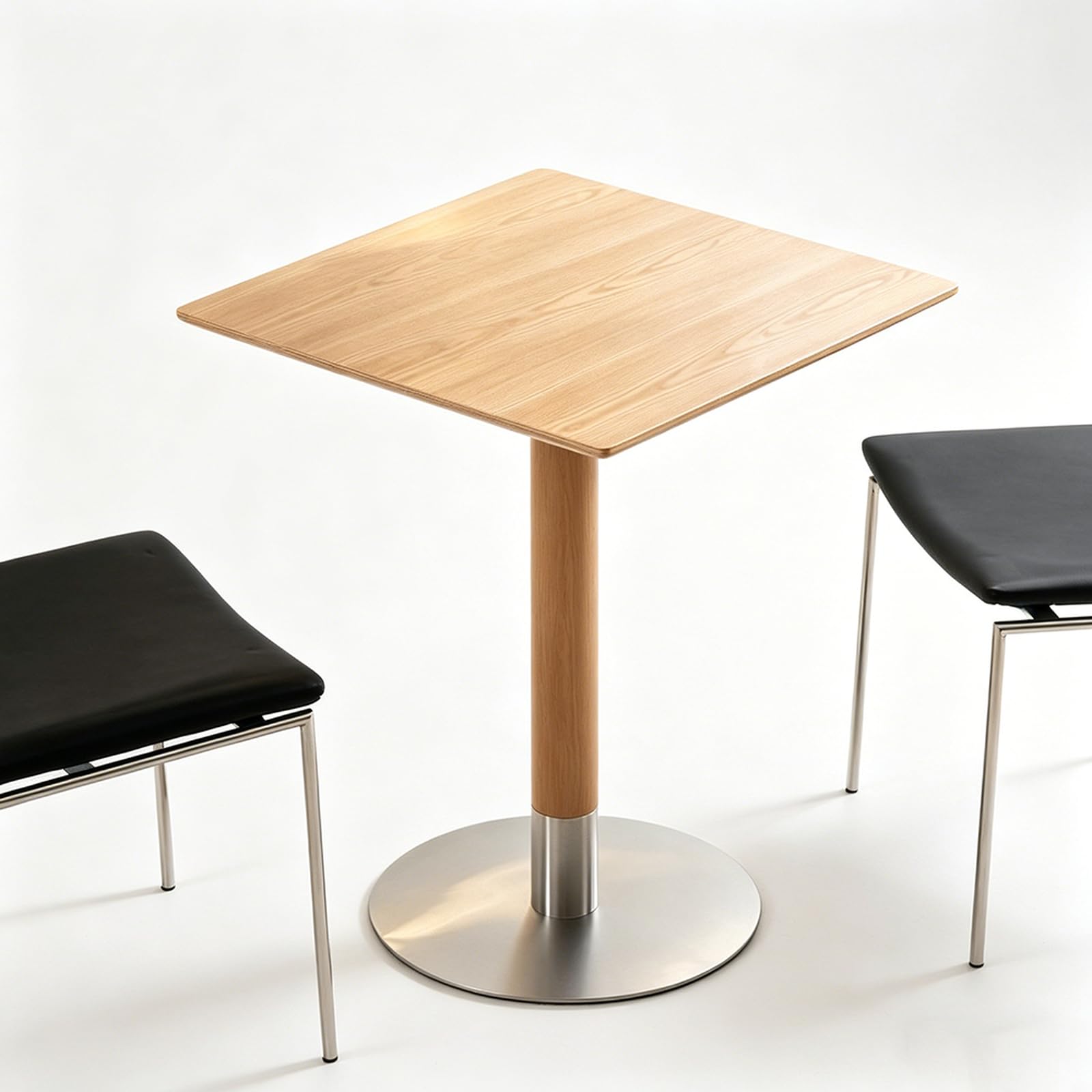 Drewniany stolik pomocniczy, nowoczesny stolik akcentujący cokół do domu i kawiarni, design z połowy wieku, kwadratowy 61 cm, naturalne wykończenie