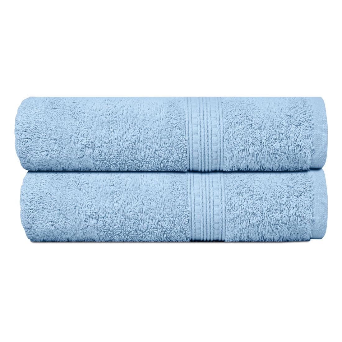 Charlotte Andersen Luxury Large Towels, 100% Cotton Super Soft Bath Towel Set Of 2, 500 GSM Highly Absorbent & Quick Dry Towel 130cm x 70cm (2, SKY BLUE)