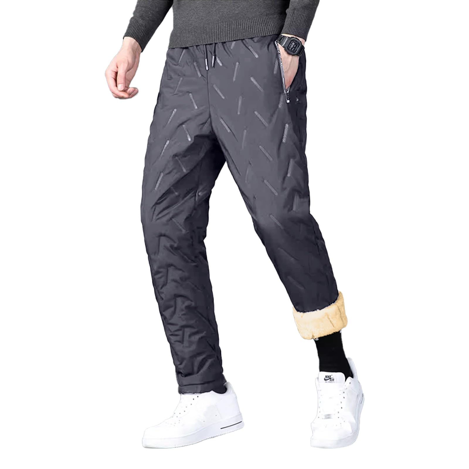 LBL Men's Joggers Casual Fleece Jogging Bottoms Winter Warm Sweatpants Work Trousers Outdoor Sport Pants with Drawstring