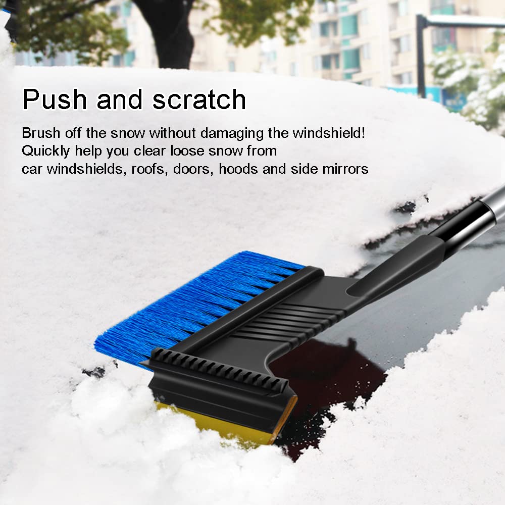 Car Ice Scraper Snow Brush (2 In 1) Easy To Assemble, Retractable Winter Broom With Non-Slip Foam Handle For Car Windscreen And Window, Suitable For Trucks And SUV5