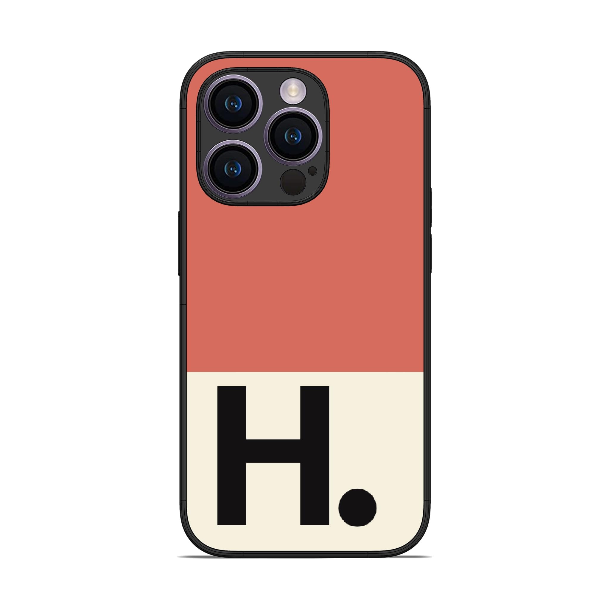 Penguin Prints iPhone 14 Pro Max Mobile Cover Alphabet Letters A to Z Printed On Back Cover (H, Sango Red)