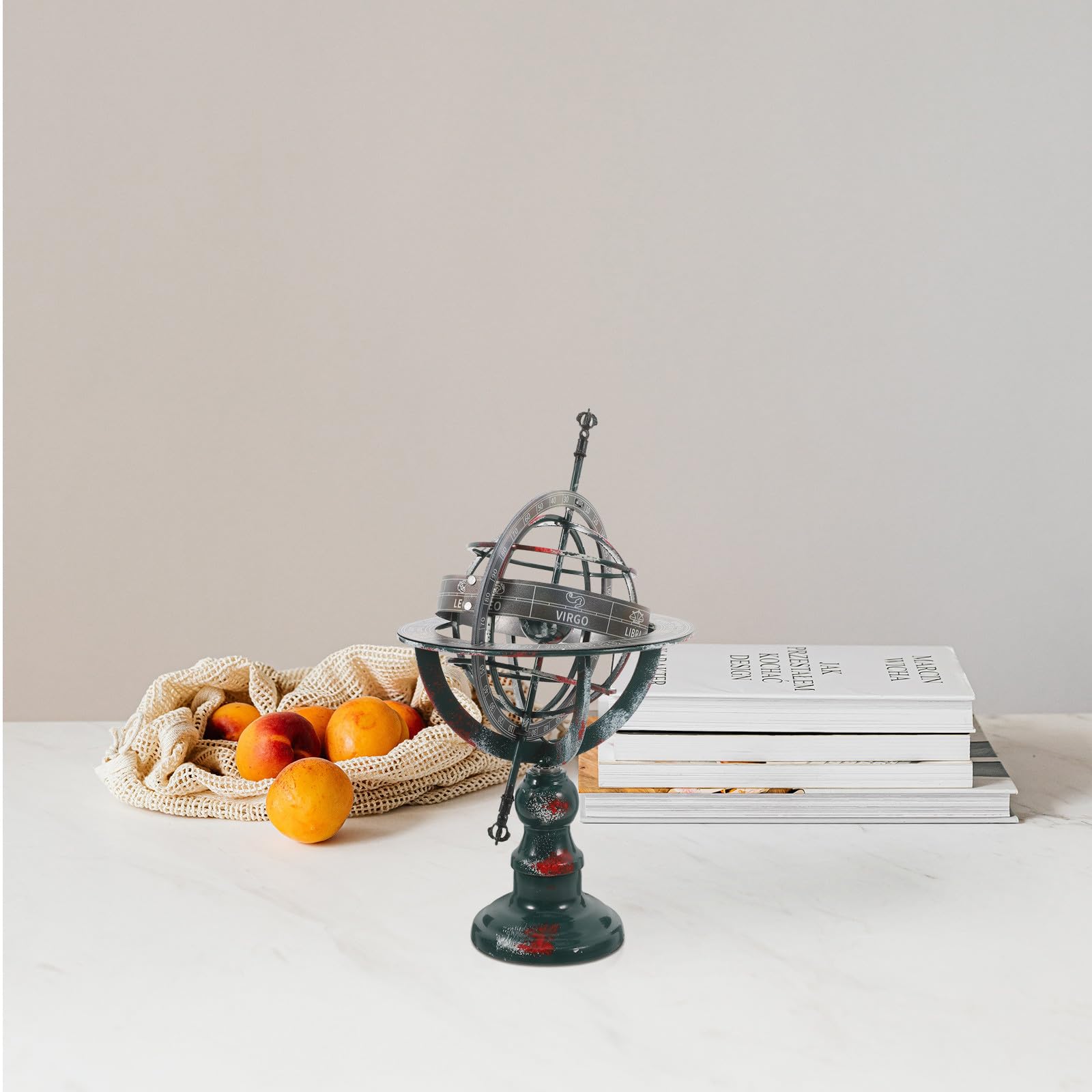POPETPOP Mappamondo Decorativo in Ferro Elegante e Finemente Lavorato, Globo Rotante Artistico da Tavolo per Arredamento Casa e Ufficio