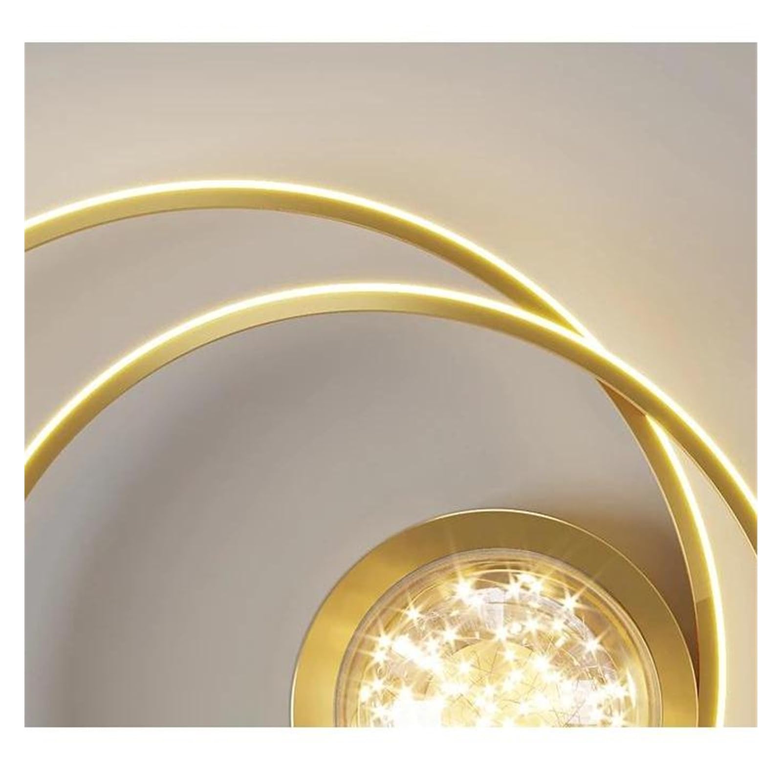 Genérico Lámparas de araña, Lámparas de techo LED modernas lujo con forma circular gypsophila for sala estar, dormitorio, vestíbulo, oficina, iluminación interior brillante(Dimmable,A Gold D50cm)