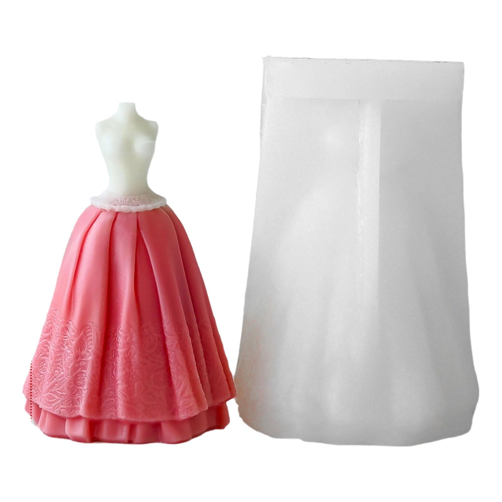 NEWFT Fishtail Dress Candle Mold Silicone Mould for Handcrafts Soap Strapless Evening Gown Shaped Gypsum Ornament Mold