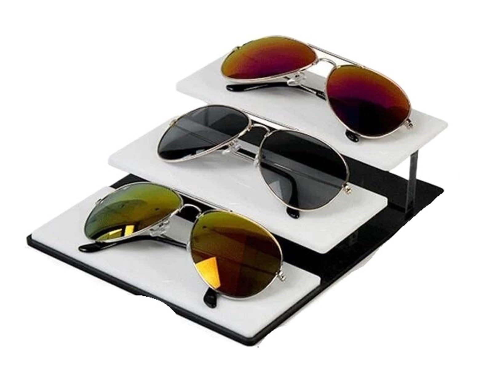 Caja para Gafas de Sol Estante de exhibición for Gafas de Sol, Soporte de Muestra for joyería, Soporte for Pulsera de Escritorio, escaparate de Collares para Gafas Joyería Reloj(Three Tiers)