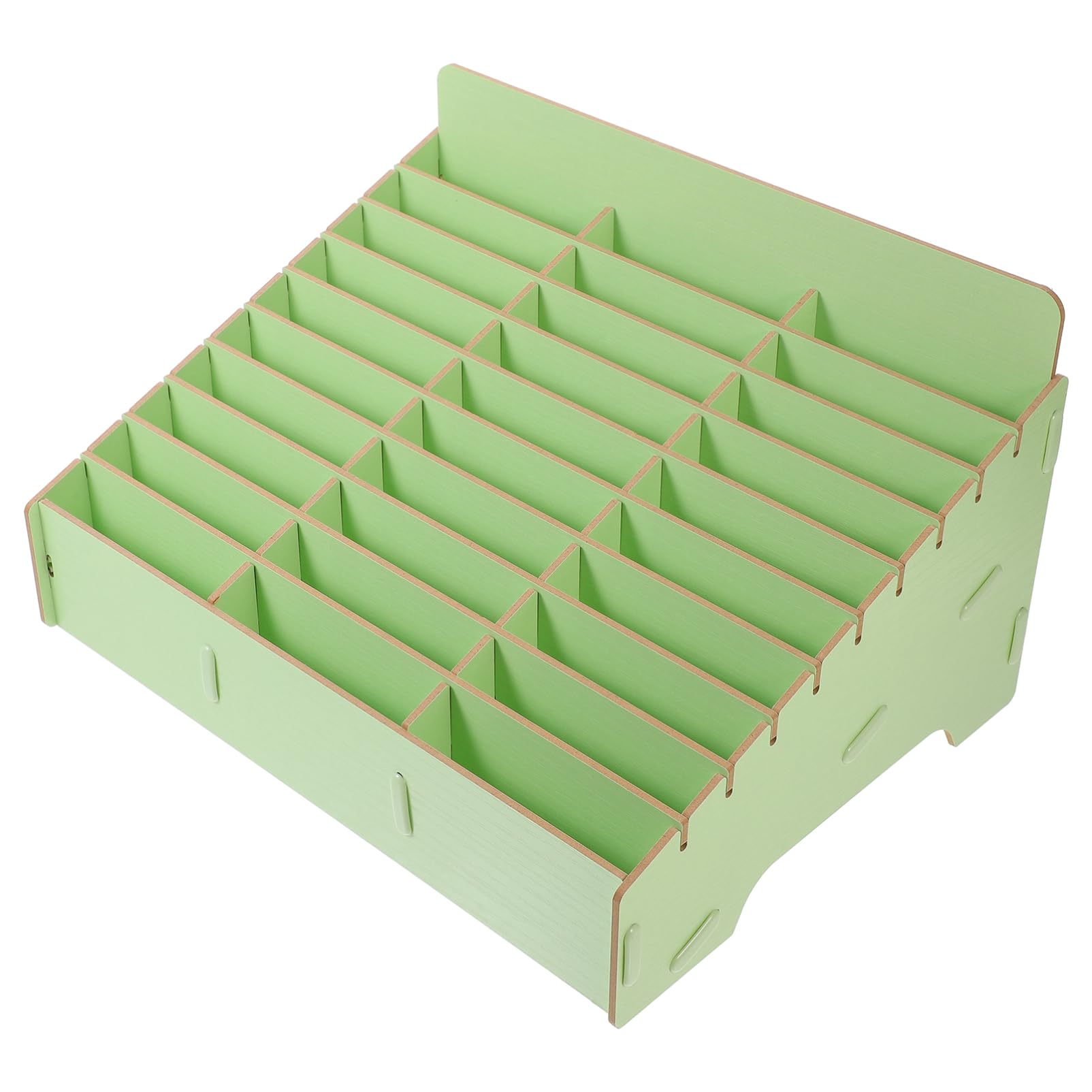 Ciieeo Caja de Administración de Teléfonos de Madera Verde para Escritorio | Compartimentos Divisores Múltiples, Uso en Oficina y Mesa, para Tijeras y Lápices