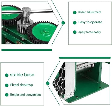 Manual Combination Rolling Mill, Jewelry Rolling Mill with Gear Network, Roller Adjustment, Square and Half Round Wires, DIY Jewelry Making Tool for Gold, Silver and Copper