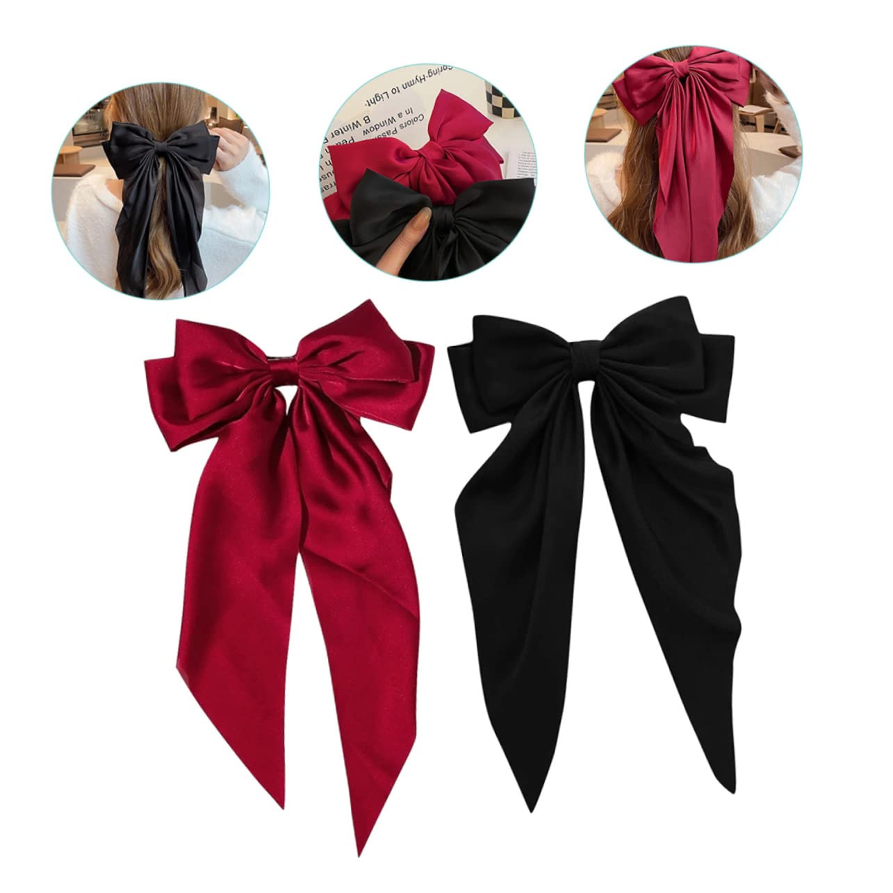 Healeved 8piezas De Pelo Para Mujer Lazo Grande Accesorios De Cabello Para Niñas y Burdeos Clips Resistentes y Elegantes Para Fiestas y Eventos