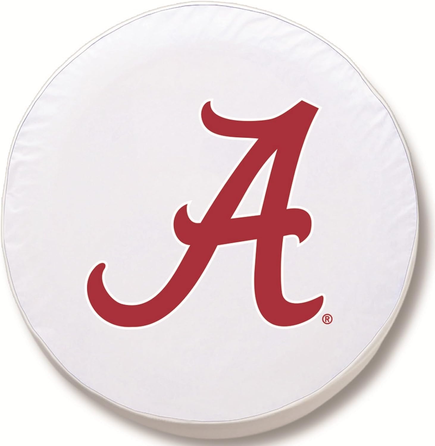 University of Alabama (Script A) Tire Cover - Size F - (29"x8") on White Vinyl