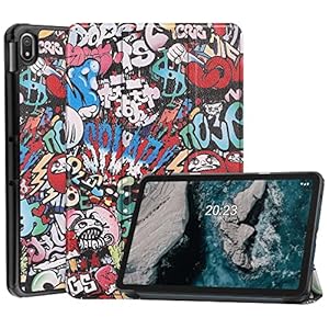 Tri-Fold Book Case – compatibel met Nokia T20 Hoesje – Graffiti