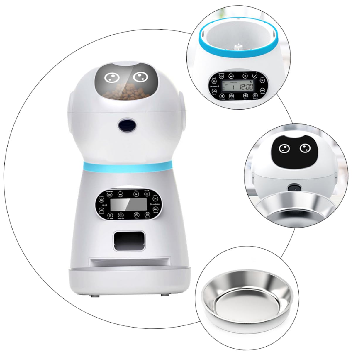 Yardwe Comedero Automático para Gatos con Temporizador Digital Programable, Capacidad 3.5l, Material Abs y Acero Inoxidable, Adecuado para Uso Doméstico Personal