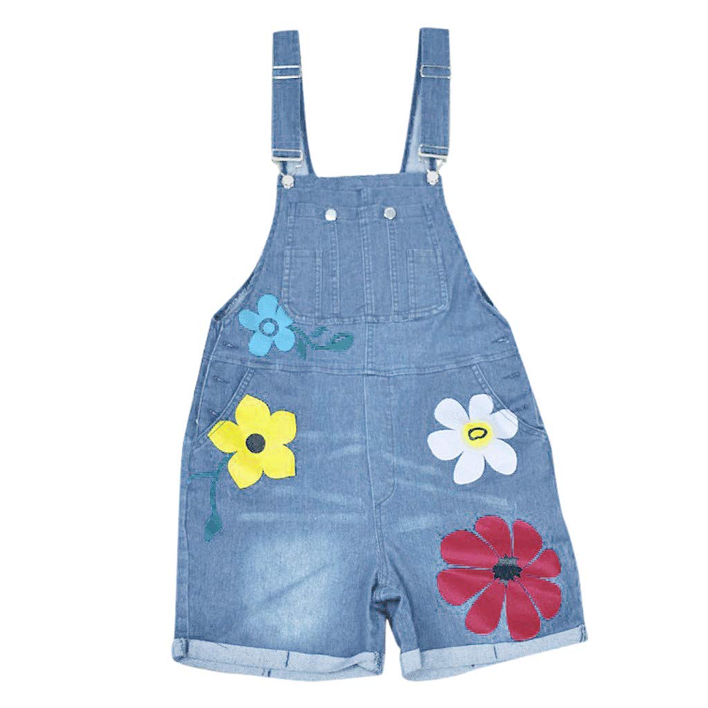 Salopette da donna in jeans 90 pezzi – Salopette in jeans da donna con fiori, tuta corta estiva estiva da ragazza, pantaloni corti da donna, pantaloni estivi leggeri, gamba larga, pantaloncini da