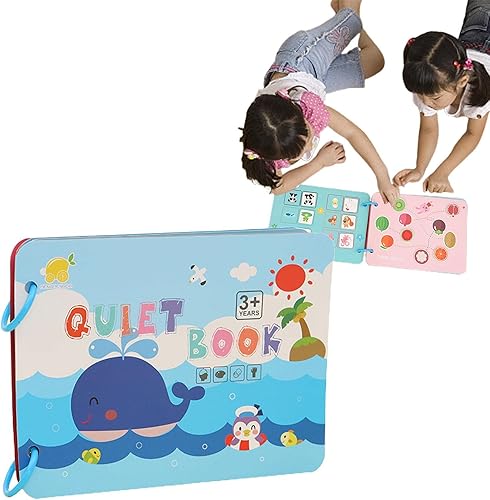 Libros silenciosos para niños pequeños - Pizarra preescolar con diseño de carpeta  Juguetes Montessori Herramienta de aprendizaje con patrones
