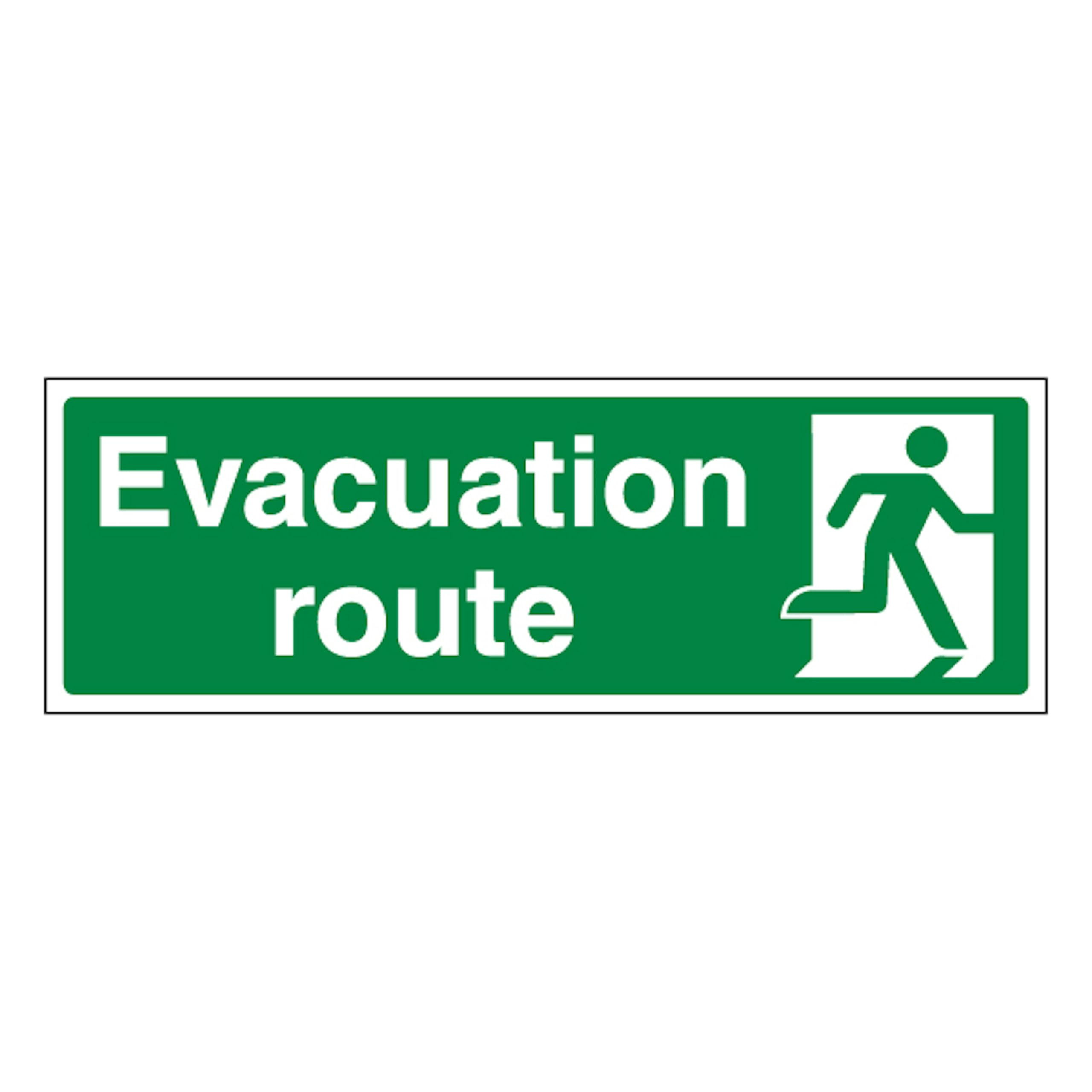 V Safety Evacuation Route Right 450 x 150 mm - 2mm Super-Tough Rigid Plastic Safety Sign