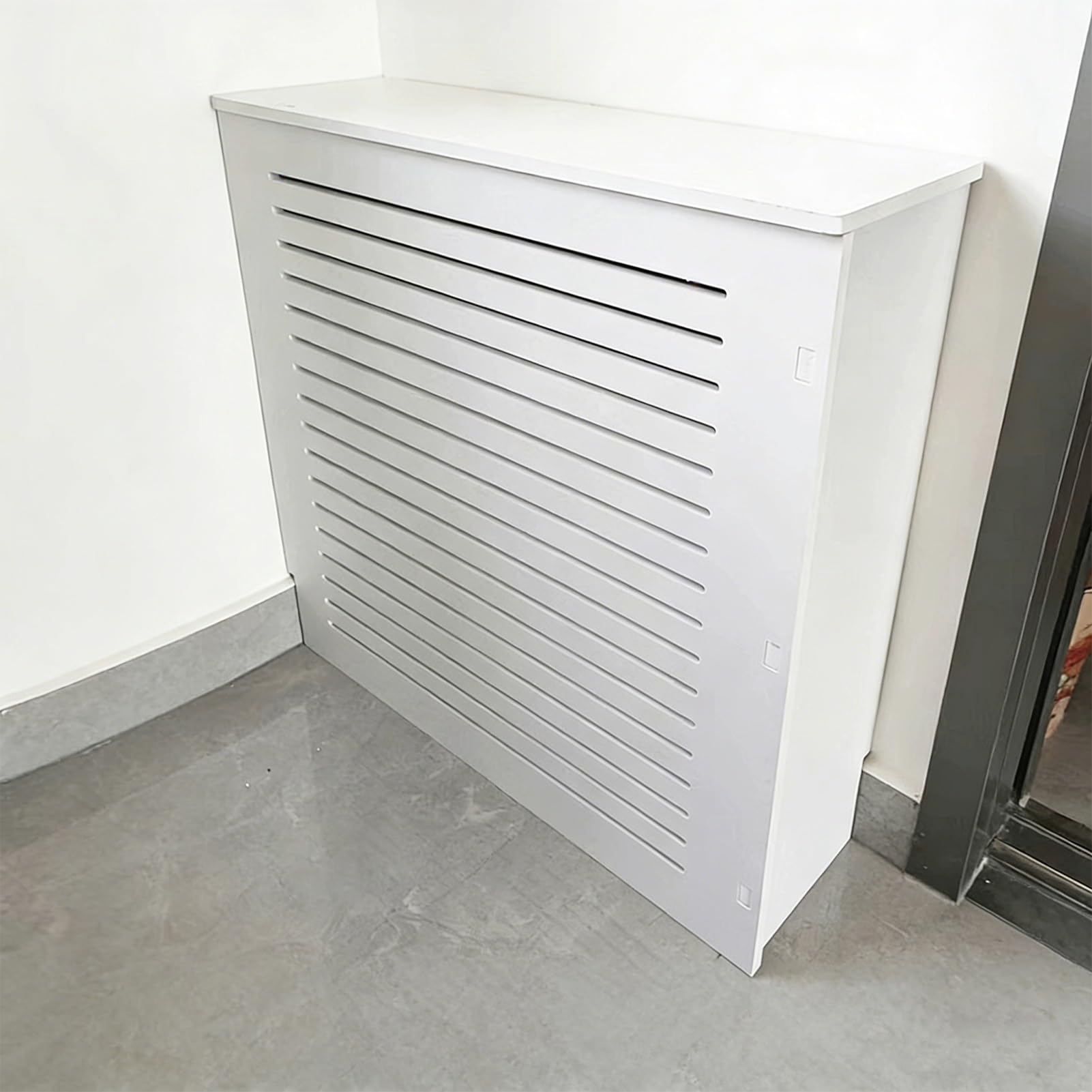 Cubierta de calentador ventilada de alta calidad, oculta tuberías y radiadores de vapor, segura para baños, armario de válvula de interruptor de suelo, listones horizontales, 50 x 70 x 15 cm
