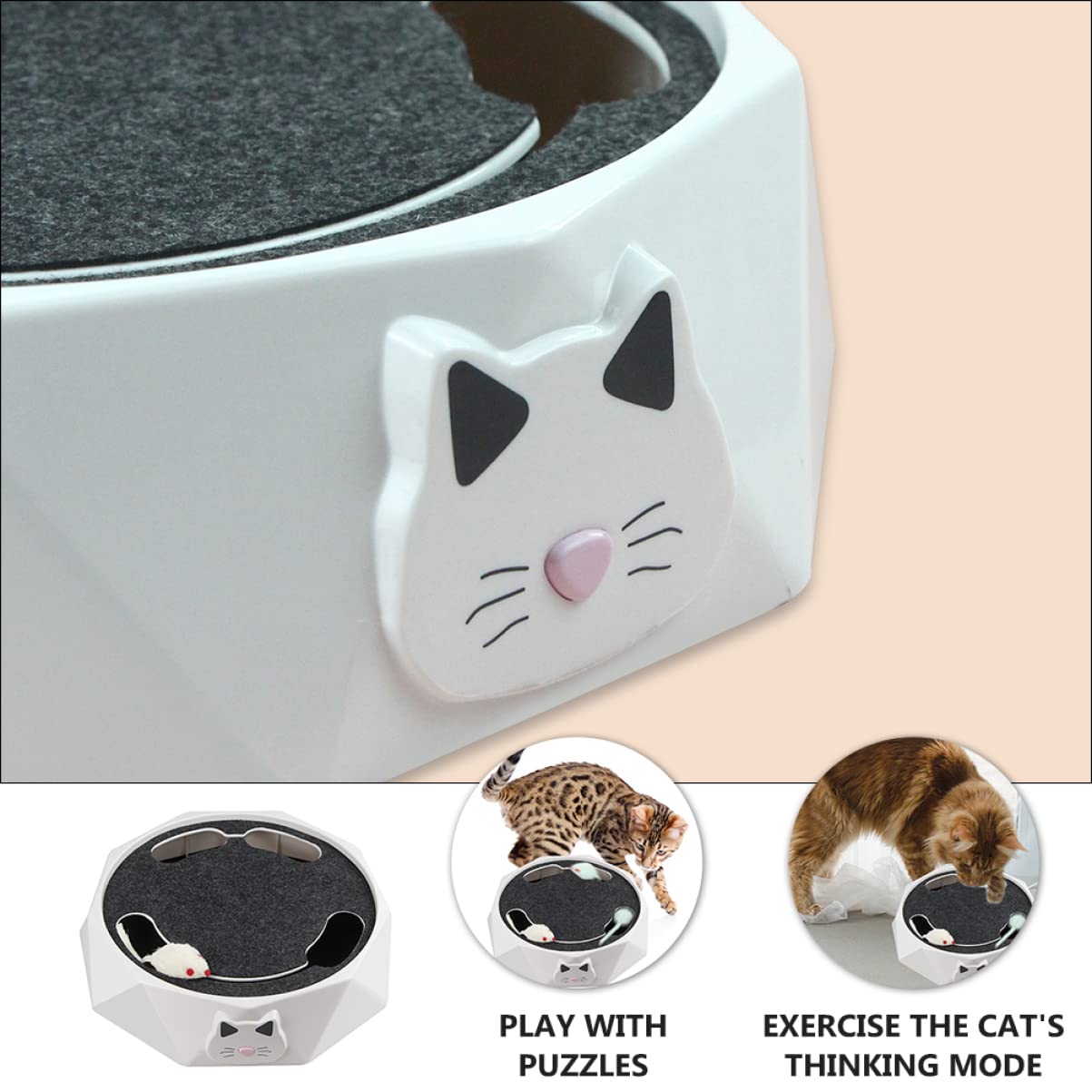 POPETPOP Juguete para Mascotas Cat House Cat Toys Juguetes Gatito automático Juguete Giratorio para Mascotas Juguete Interactivo para Mascotas Juguete de Caza del ratón AbS