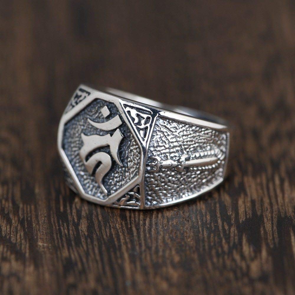 Einstellbare Ring Frauen,S925 Sterling Silber Retro Breite Geometrie Schrift Symbole Punk Verstellbar Open Knuckle Schwanzring Finger Joint Zehenring Schmuck Für Frauen Mädchen Geschenk Hochzeit M