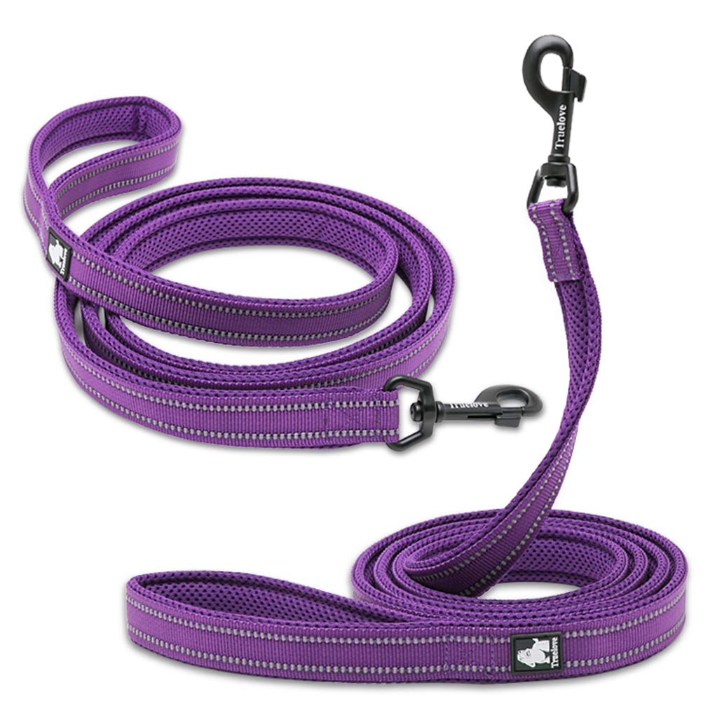 WINHYEPET True Love Dog Leash Nylon Sandwich Fabric Comfort Reflective Safety Washable Dogs Belt Suitable for All Kinds of Dog Breeds Length 200cm Can be Used Together with Harness TLL2112(Purple,L)